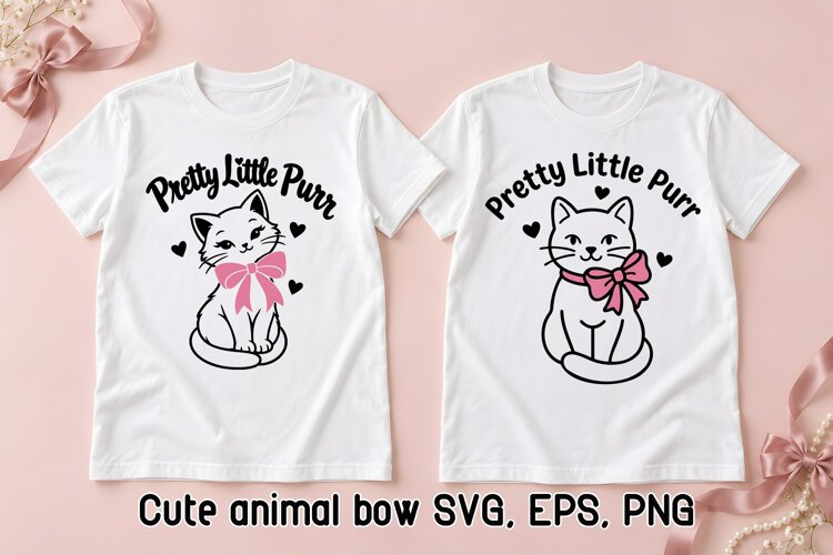 Cute Girly Cat Bow SVG Design | Cute Animal SVG example image 1