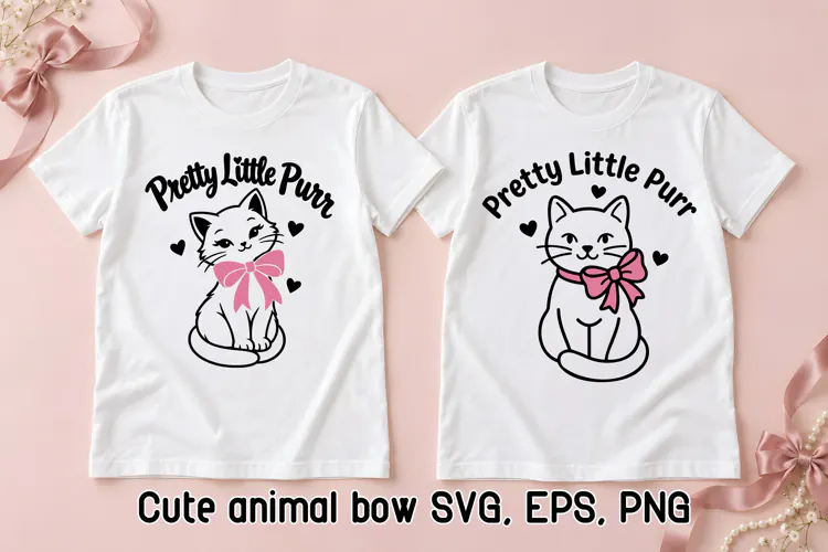 Cute Girly Cat Bow SVG Design | Cute Animal SVG