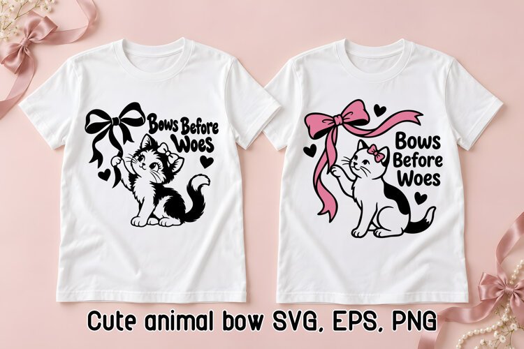Girly Kitten Bow SVG Design | Cute Animal SVG example image 1