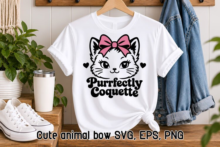 Coquette Cat Bow SVG Design | Cute Animal SVG example image 1
