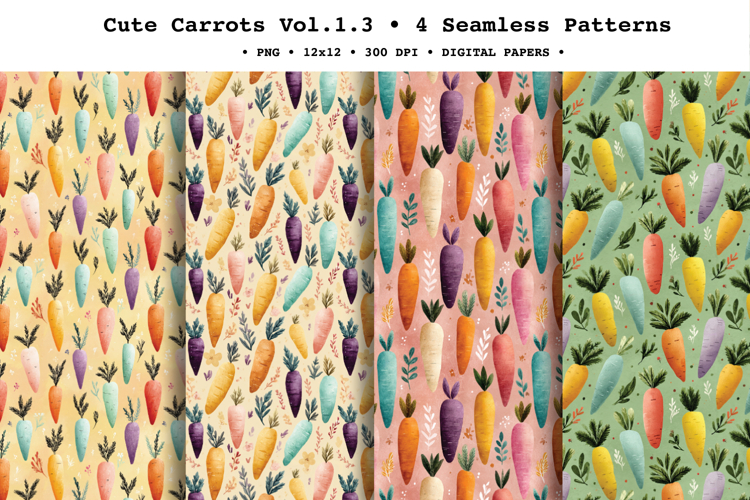 Cute Carrots Seamless Pattern Vol.1.3 - 4 PNG