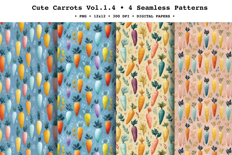 Cute Carrots Seamless Pattern Vol.1.4 - 4 PNG