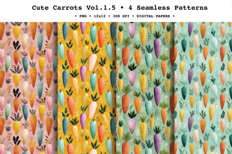 Cute Carrots Seamless Pattern Vol.1.5 - 4 PNG