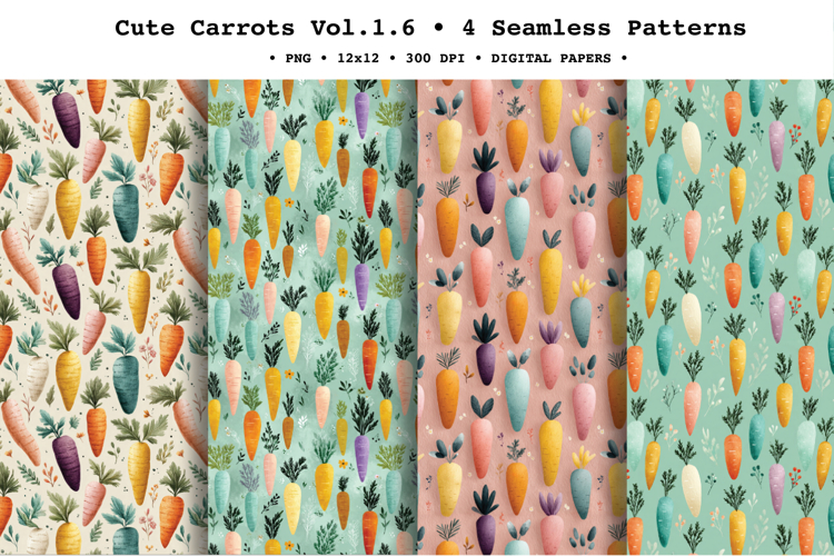 Cute Carrots Seamless Pattern Vol.1.6 - 4 PNG