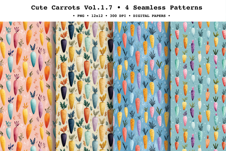 Cute Carrots Seamless Pattern Vol.1.7 - 4 PNG