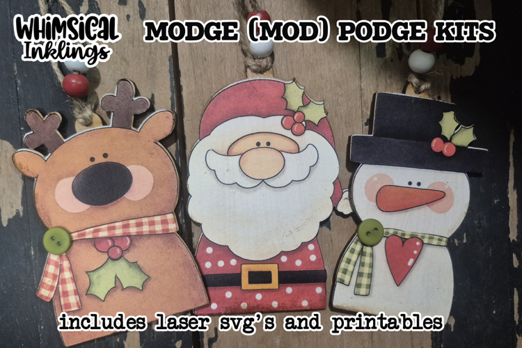 Cute Christmas Trio Mod Podge Ornaments SVG and Printables