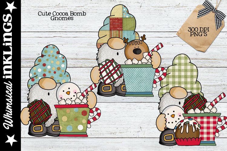 Cute Cocoa Bomb Gnomes-Christmas Sublimation Clipart example image 1