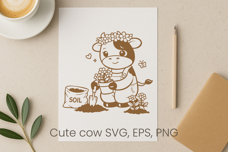 Cute highland cow SVG design | Farm animal SVG silhouette