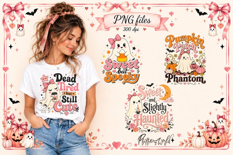 Cute Ghost Sublimation PNG | Halloween Art | Sweet & haunted example image 1