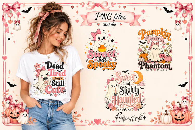 Cute Ghost Sublimation PNG | Halloween Art | Sweet & haunted