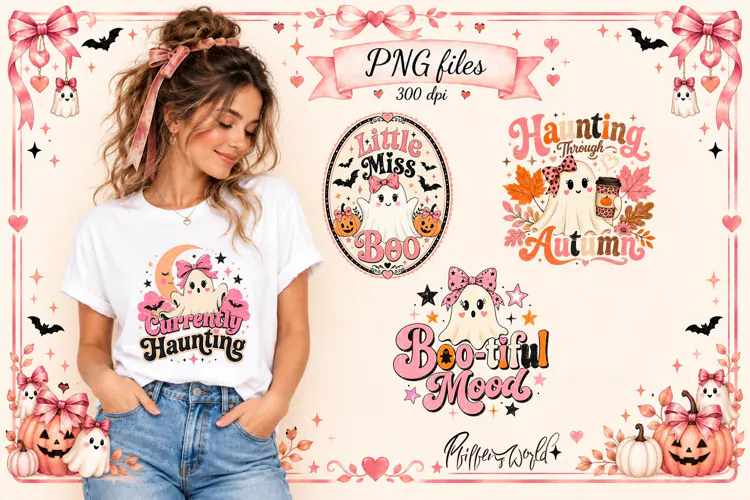 Cute Ghost Sublimation PNG | Halloween Art | Little Miss Boo