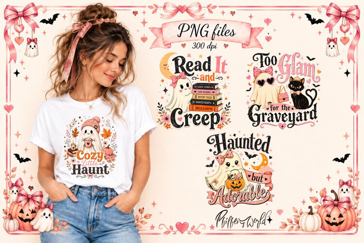 Cute Ghost Sublimation PNG | Halloween Art | Too glam example image 1