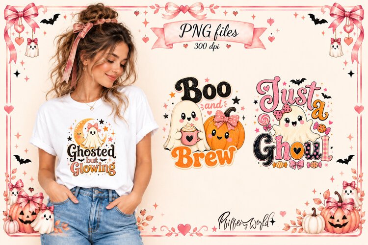 Cute Ghost Sublimation PNG | Halloween Art | Boo and Brew example image 1