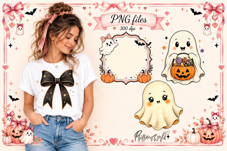 Coquette Halloween Ghost Clipart Designs example image 1