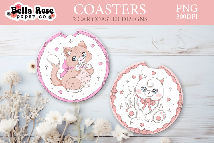 Kawaii Cats | Car Coaster Keychain Sublimation
