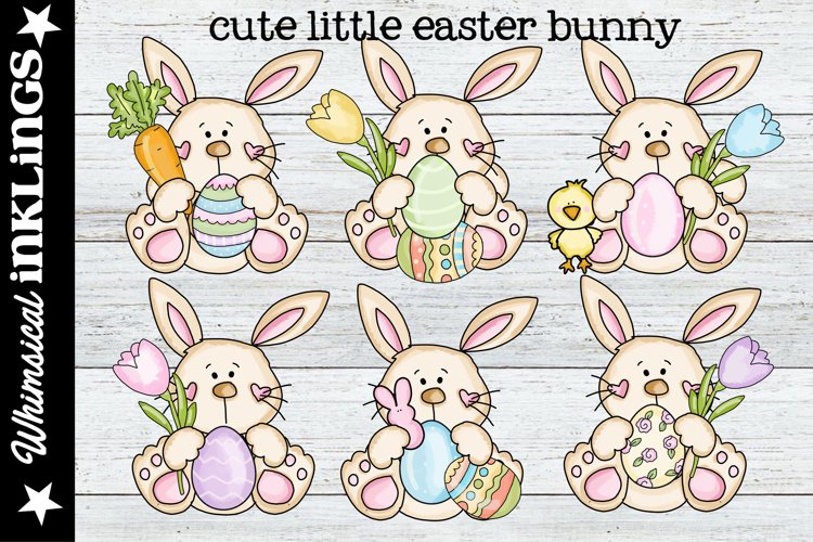 Cute Little Easter Bunny-Easter Egg Sublimation Clipart example image 1