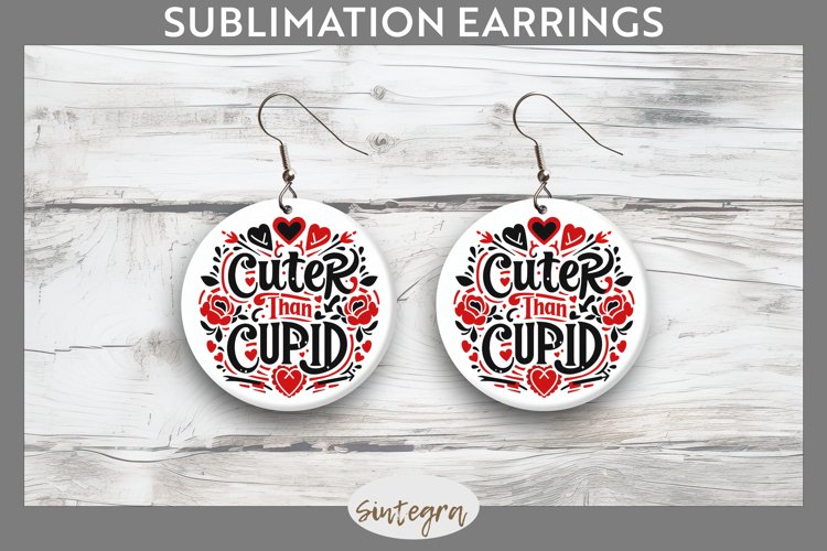 Cuter Than Cupid v1 Round Earrings Sublimation