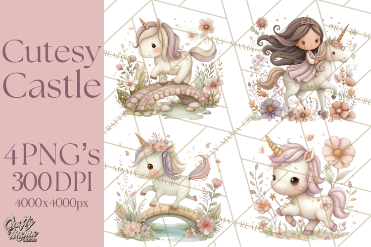 Princess and Unicorn Clip Art PNG Magical Mini World