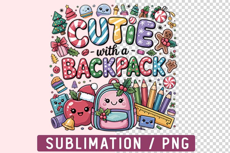 Cutie With A Backpack Sublimation Png example image 1