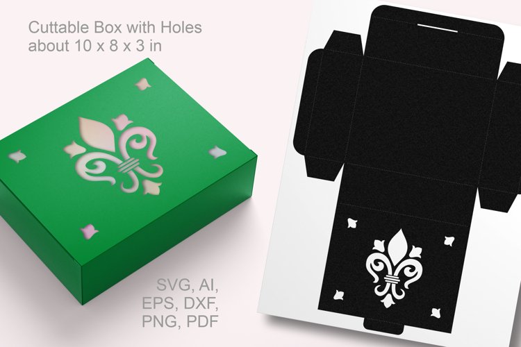Cuttable Fleur de Lis Rectangular Favor Box SVG Template