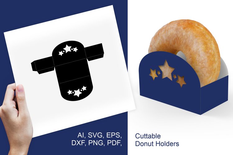 Cuttable Paper Donut Holder with Stars SVG Template