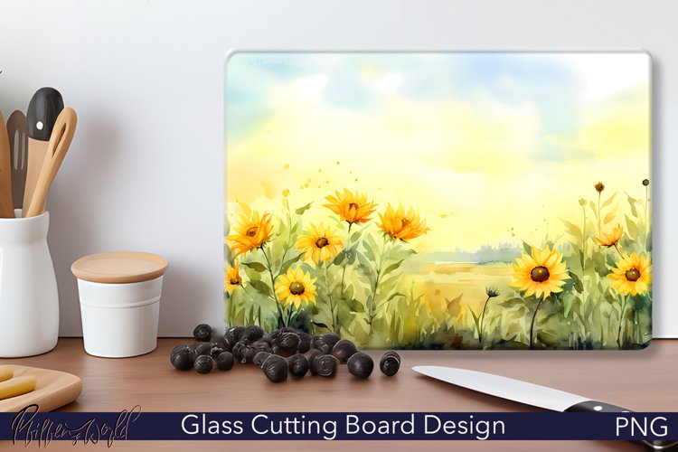 Glass Cutting Board Design | Sunflowers Meadow