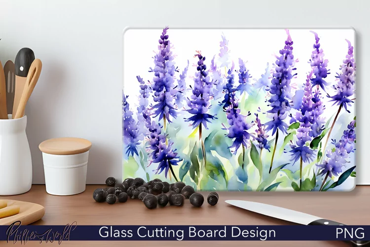 Glass Cutting Board Design | Anise Hyssop meadow