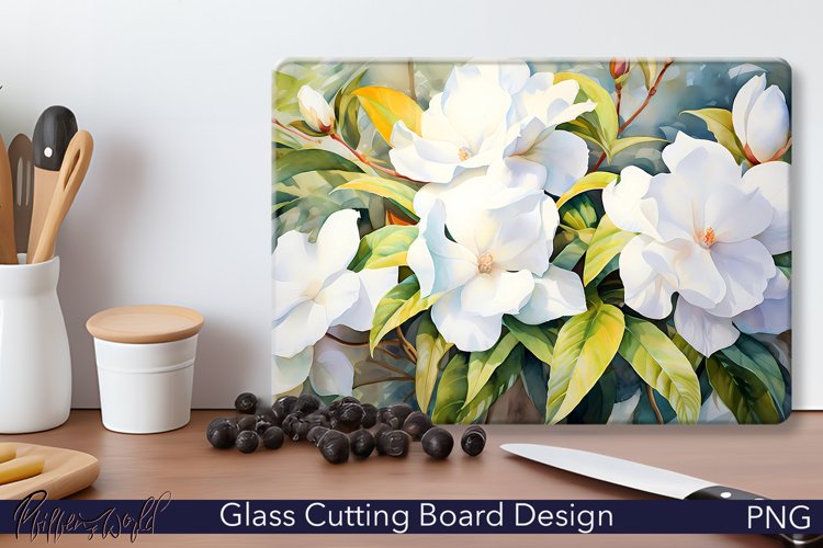 Glass Cutting Board Design | Gardenia | Spring