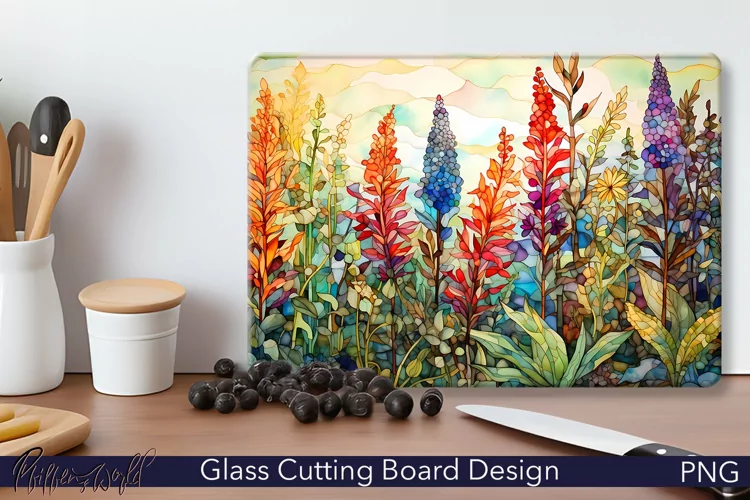 Glass Cutting Board Design | Wildflowers Meadow