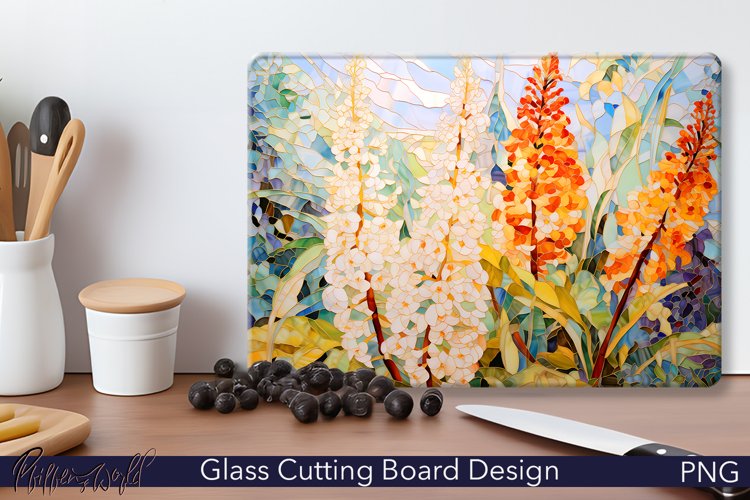 Glass Cutting Board Design | Soft Colors Flowers