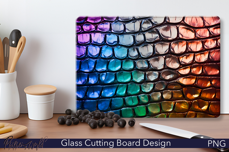 Leather Cutting Board Design | Colorful Crocodile