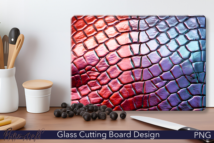 Leather Cutting Board Design | Purple and Orange