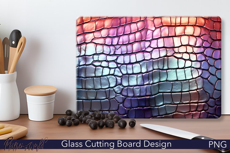 Leather Cutting Board Design | Colorful Crocodile Skin