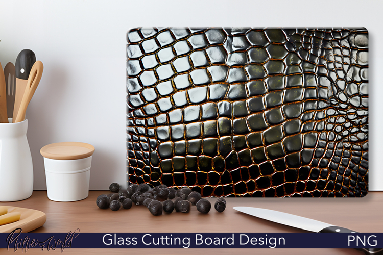 Leather Cutting Board Design | Brown Crocodile