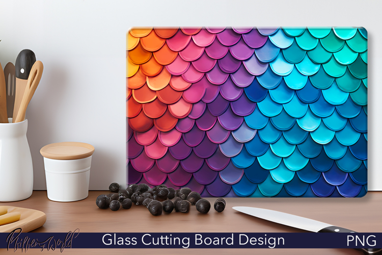 Scales Cutting Board Design | Blue and Orange