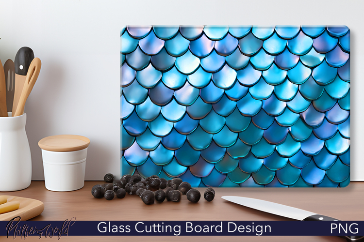 Scales Cutting Board Design | Light Blue Texture example image 1