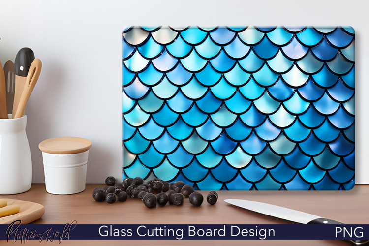 Scales Cutting Board Design | Blue Texture