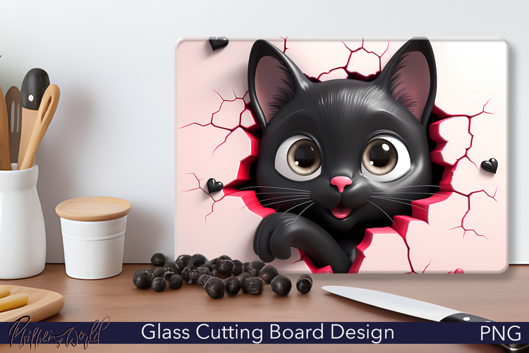 Glass Cutting Board Design | Black Kitty