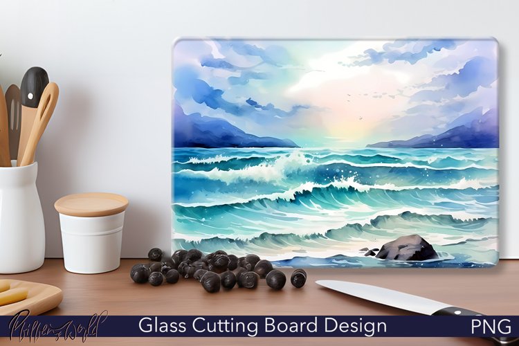 Glass Cutting Board Design | Sea Waves