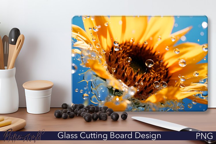 Glass Cutting Board Design | Colorful Sunflower