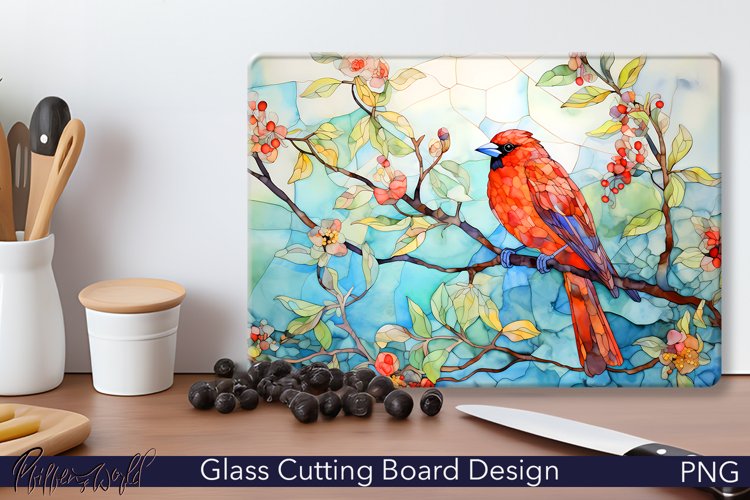 Glass Cutting Board Design | Cardinal Bird