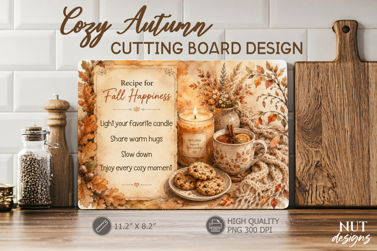 Cozy Autumn Cutting Board Kitchen Hygge Fall sublimation