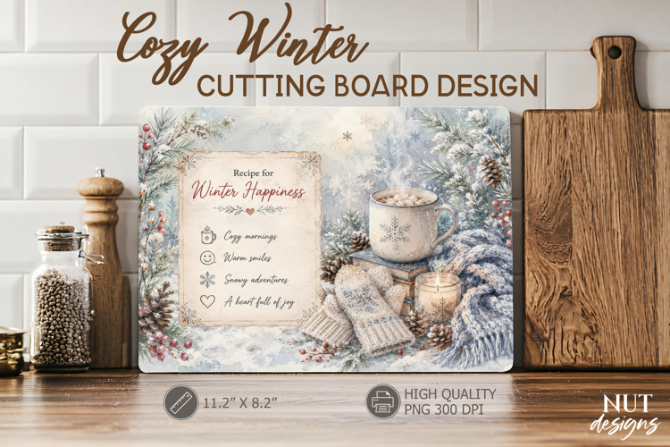 Christmas Cutting Board Kitchen Hygge Winter Happiness example image 1