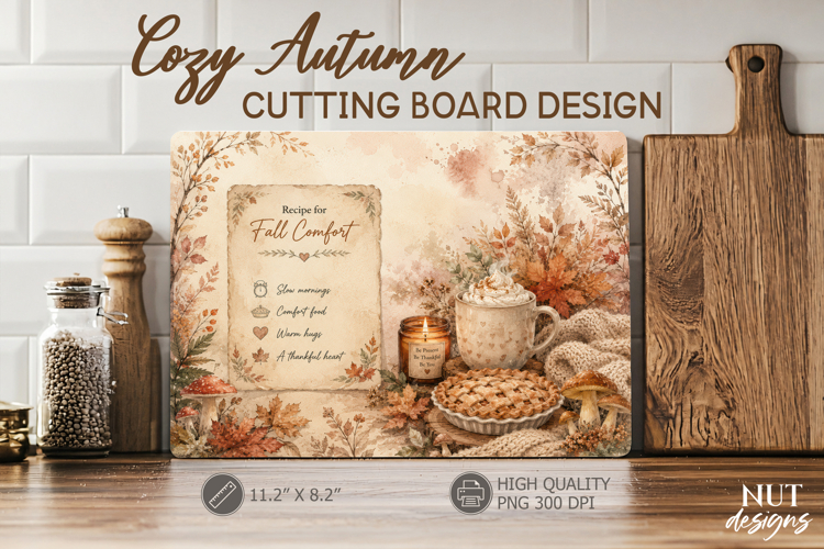 Fall Comfort Cutting Board Kitchen Hygge Autumn sublimation