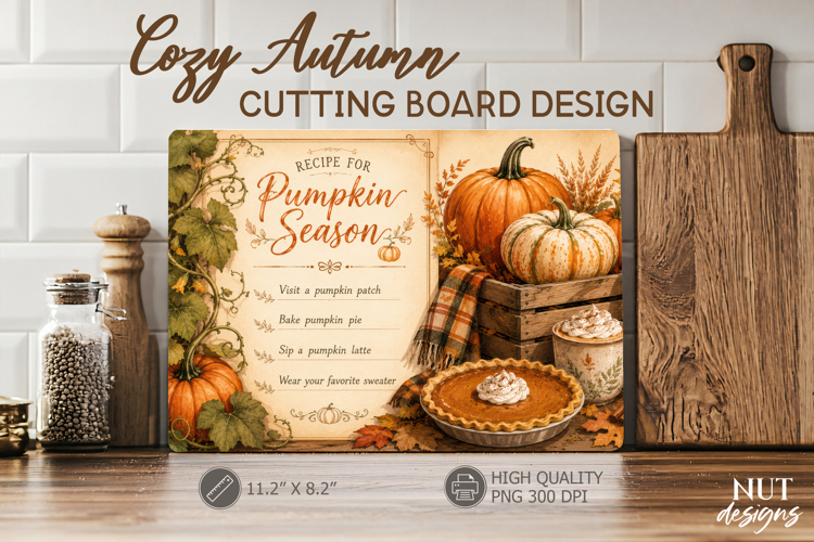 Pumpkin Season Cutting Board Kitchen Hygge Fall sublimation