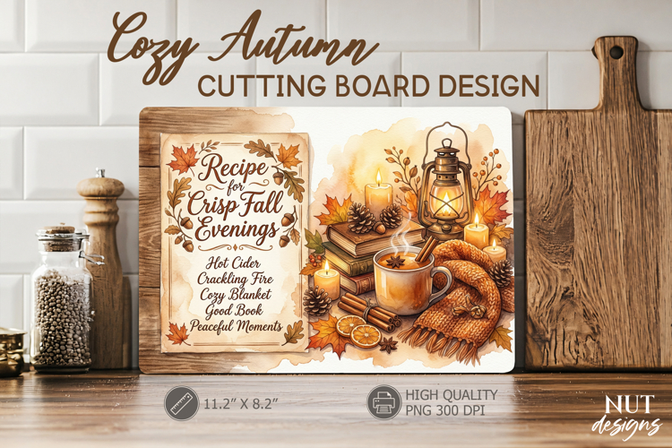 Crisp Fall Cutting Board Kitchen Warm Autumn sublimation example image 1