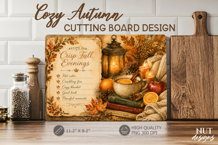Fall Evenings Cutting Board Kitchen Warm Autumn sublimation example image 1