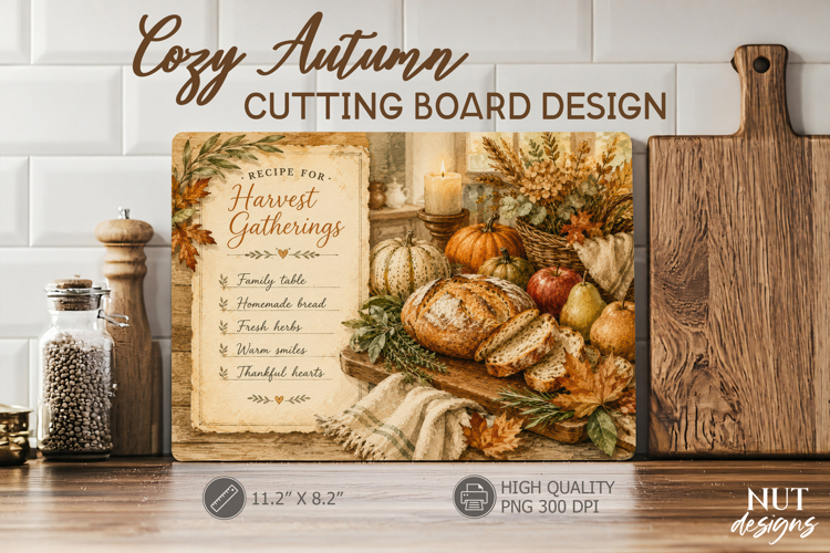 Harvest Gatherings Cutting Board Kitchen farmhouse decor example image 1