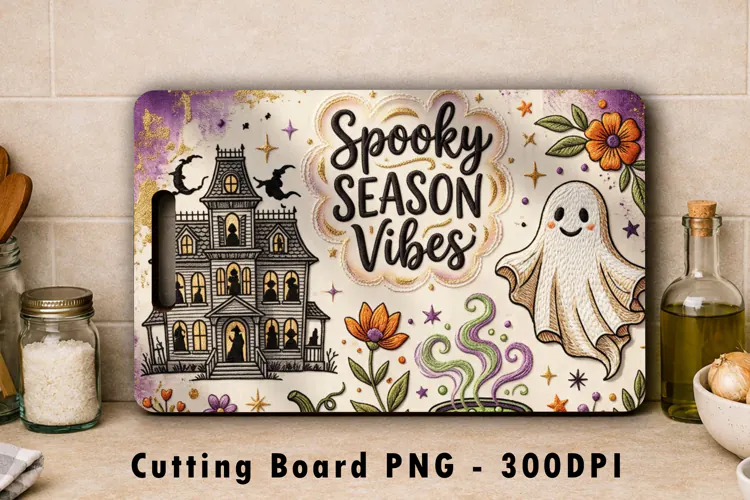 Spooky Season Vibes Cutting Board PNG Sublimation
