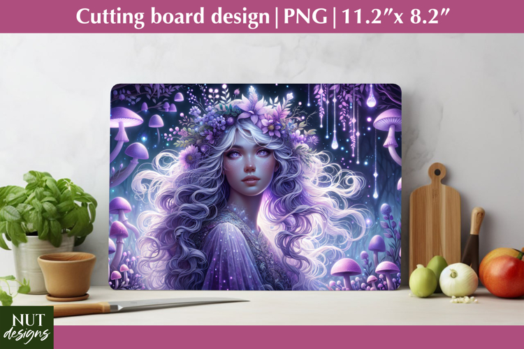 Mystic Mushroom Fairy Cutting Board Halloween kitchen decor